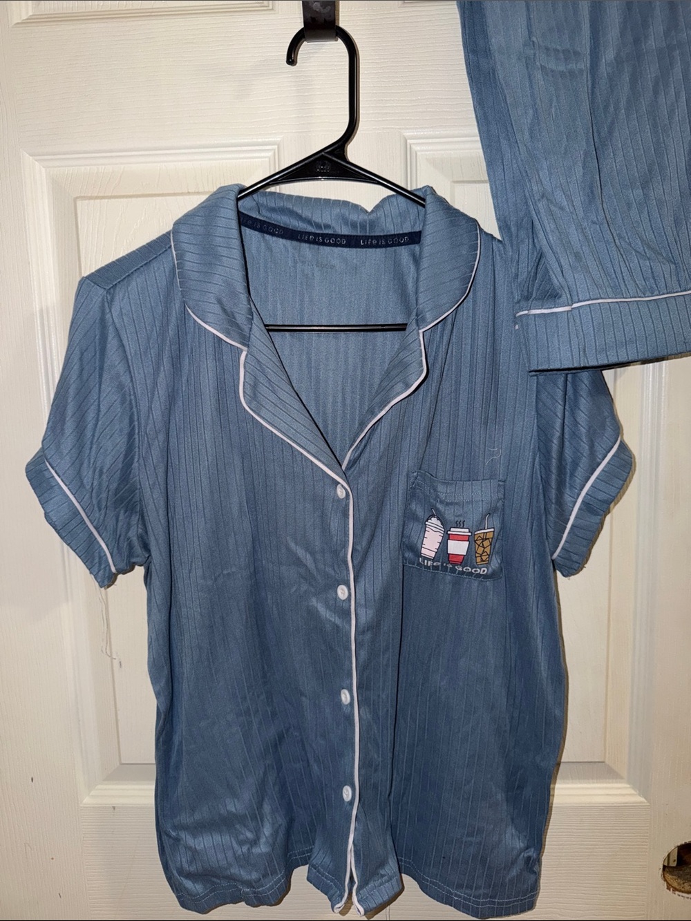 Life Is Good Blue Short-Sleeve Pajama Top with matching pants